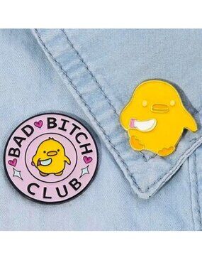 Pin 2 Bad B*tch Club Chick Duck Enamel Funny Knife Bag Charm Backpack Whimsical